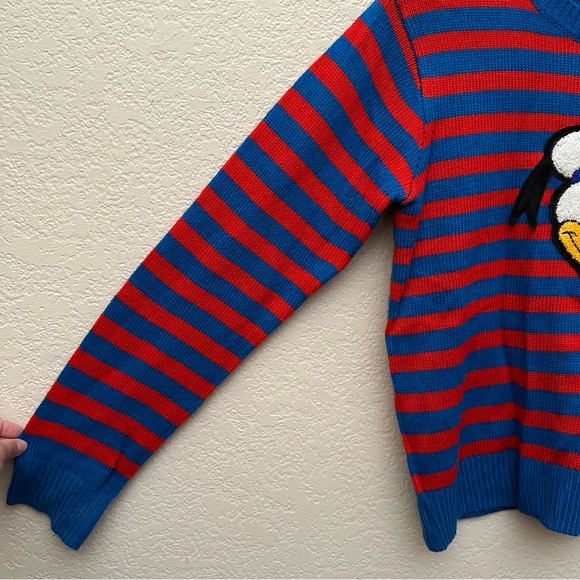 Disney x Forever 21 Vintage Style Donald Duck Sweater Sz Medium Blue Red stripe - Picture 6 of 8